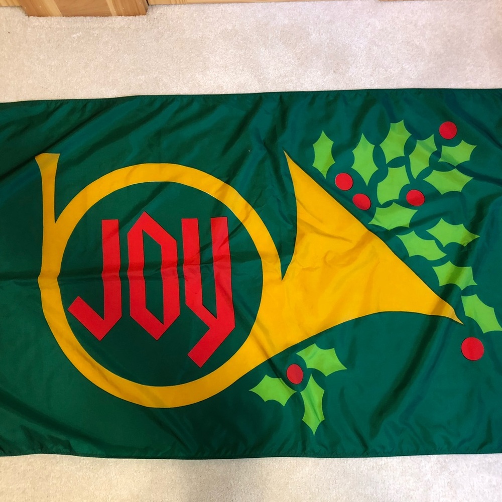 Vintage Christmas Joy Golden Trumpet House Large Flag
